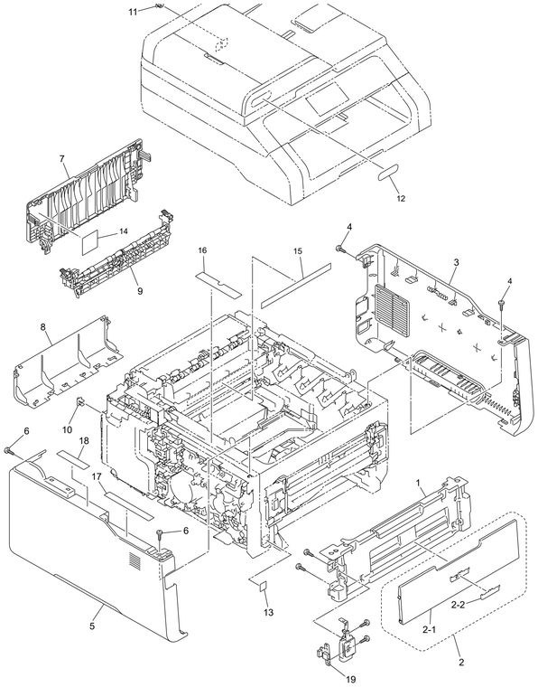 DCP-9015CDW Covers & Labels Parts Diagram