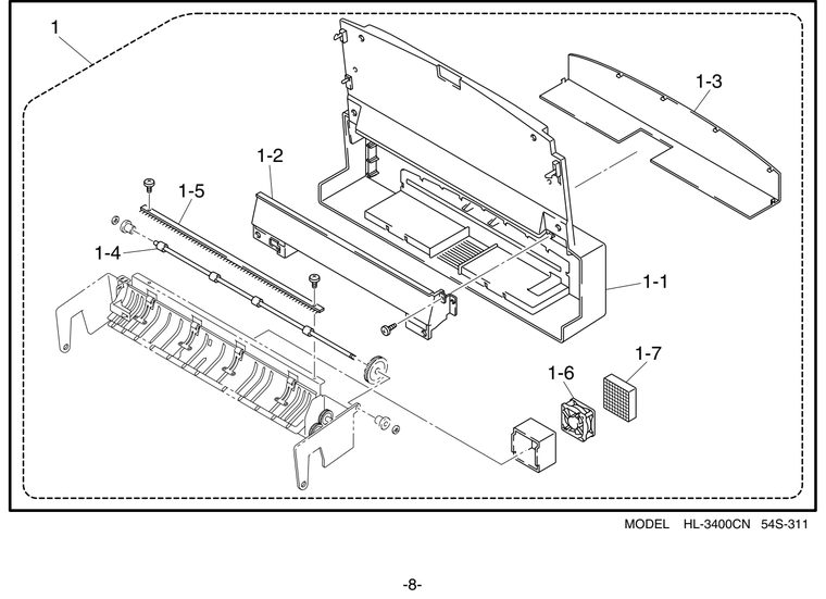 Brother HL3400 paper exit