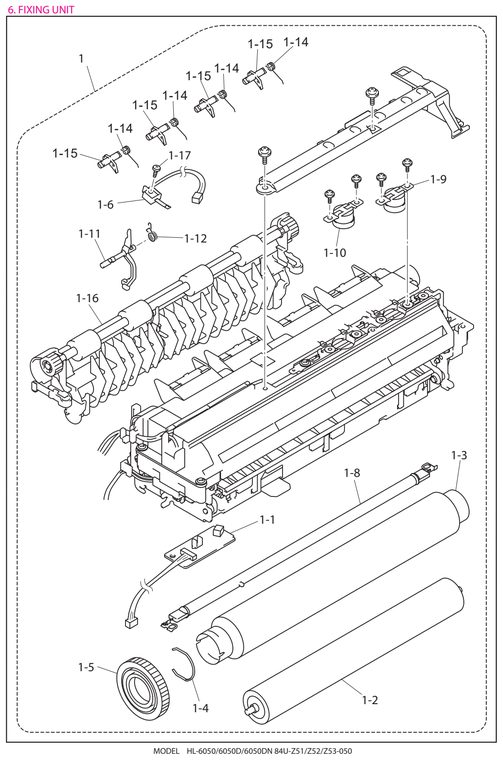 HL6050 Fixing Unit Parts Diagram