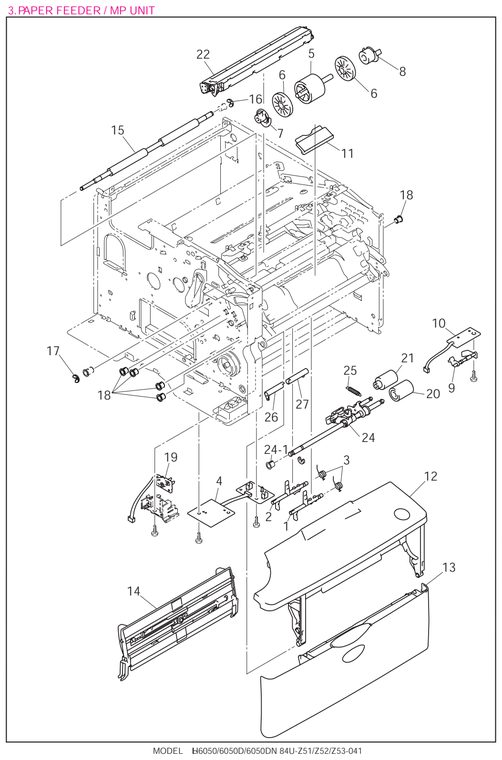 HL6050 Paper Feeder/Mp Unit Parts Diagram