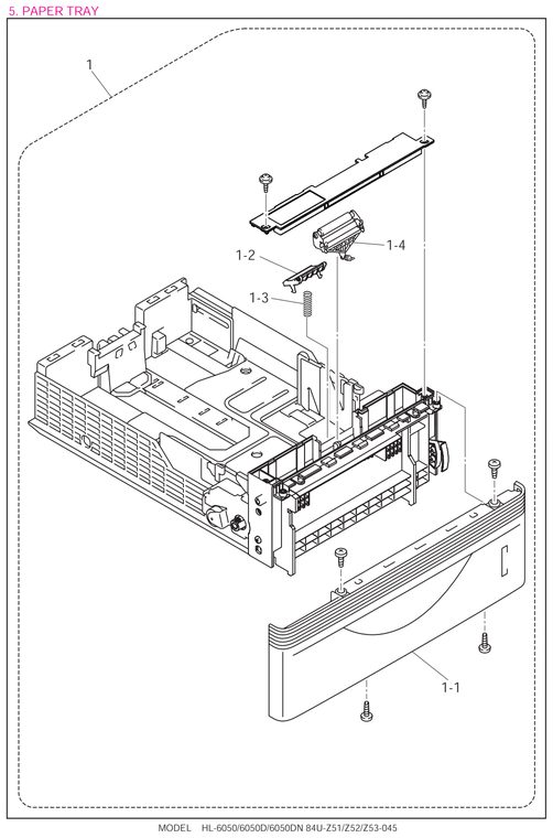 HL6050 Paper Tray Parts Diagram