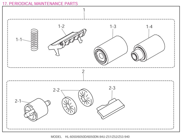 HL6050 Periodical Maintenance Parts Parts Diagram