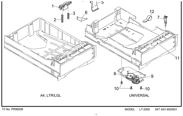 LT-2000 Paper Tray Parts Diagram