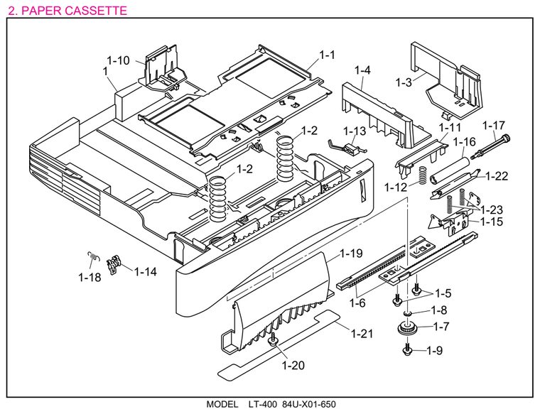 LT-400 Paper Cassette Parts Diagram