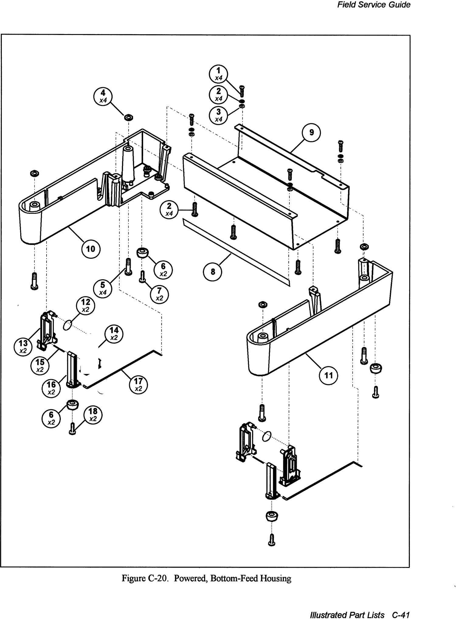 AMT 6310 6350 Powered, bottom-feed housing exploded parts diagram