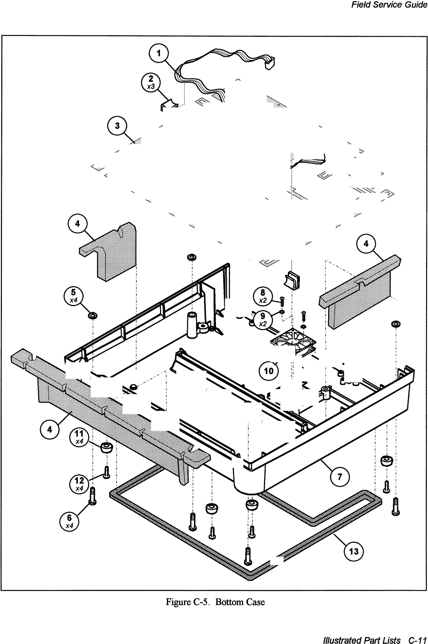 AMT 6310 6350 Bottom case exploded parts diagram