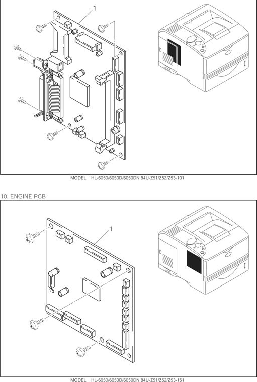 10. ENGINE PCB parts diagram - Brother HL 6050D 6050DN 6050DW Parts