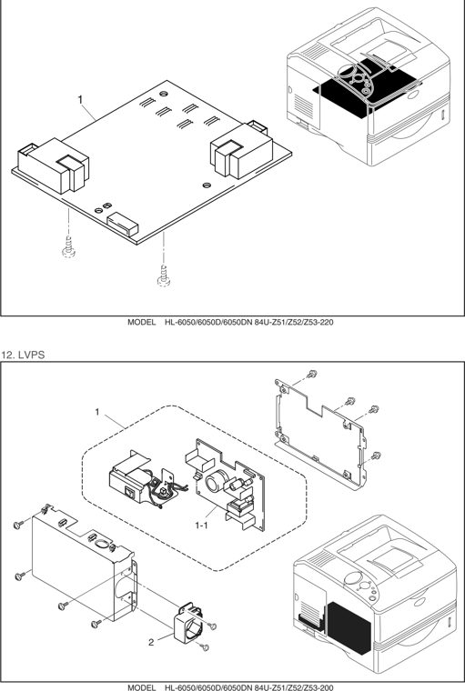 12. LVPS parts diagram - Brother HL 6050D 6050DN 6050DW Parts