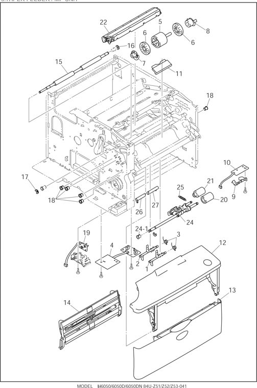 3. PAPER FEEDER/ MP UNIT parts diagram - Brother HL 6050D 6050DN 6050DW Parts