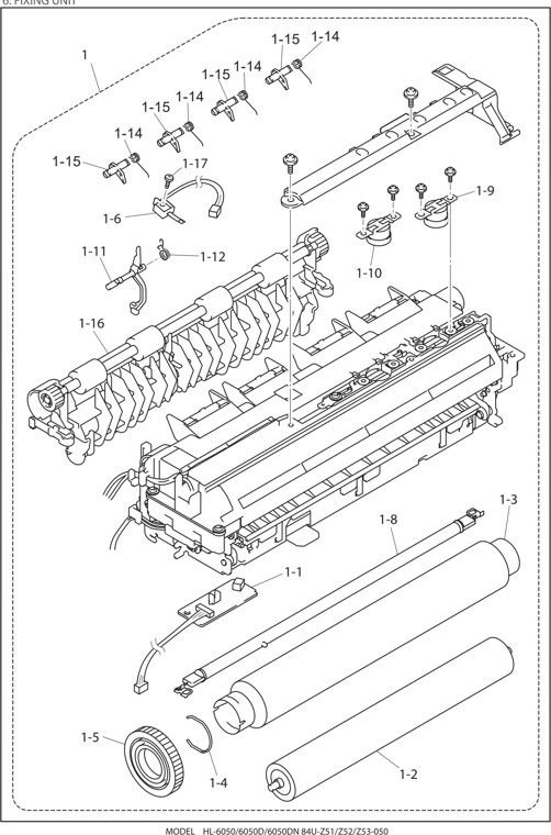 6. FIXING UNIT parts diagram - Brother HL 6050D 6050DN 6050DW Parts