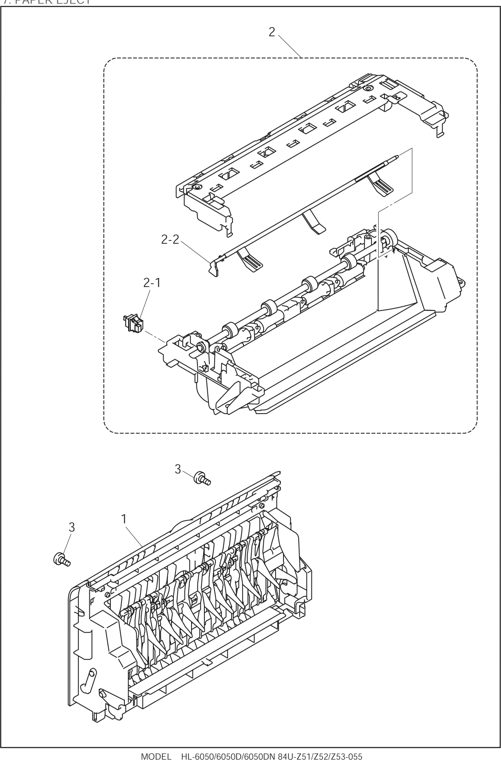 7. PAPER EJECT parts diagram - Brother HL 6050D 6050DN 6050DW Parts