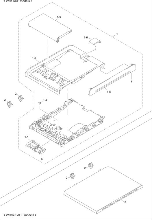 8. ADF & DOCUMENT COVER ASSY parts diagram - Brother Parts for DCP-1610W 1612W 1615NW 1616NW 1617NW 1618W 1622W MFC-1910W 1911W 1911NW 1912W 1915W 1916NW 1919NW
