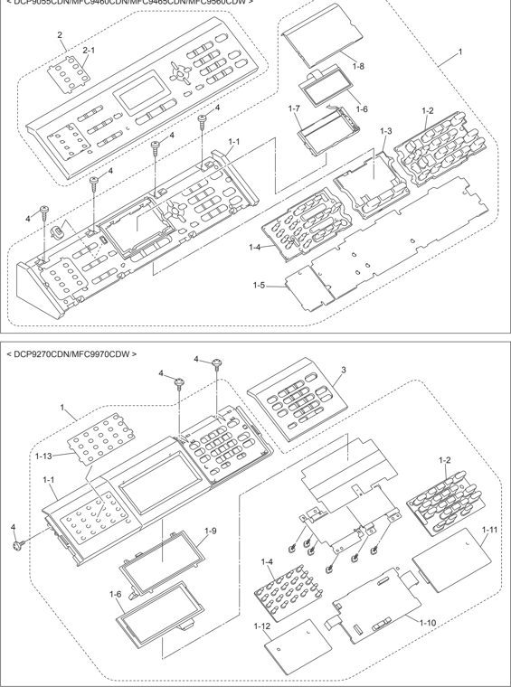 13. PANEL parts diagram - Brother Parts for DCP-9055CDN DCP-9270CDN MFC-9460CDN MFC-9465CDN MFC-9560CDW MFC-9970CDW