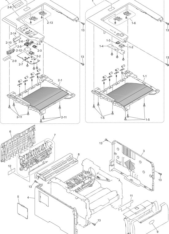 9. COVERS&LABELS parts diagram - Brother HL-5240 5240L 5250DN 5251DN Parts