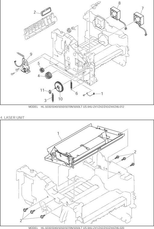 3. FRAME UNIT parts diagram - Brother HL-5140 5150D 5150DLT 5170DN 5170DNLT