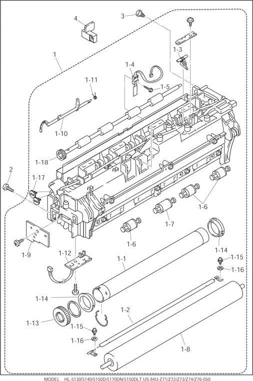 9. FIXING UNIT parts diagram - Brother HL-5140 5150D 5150DLT 5170DN 5170DNLT