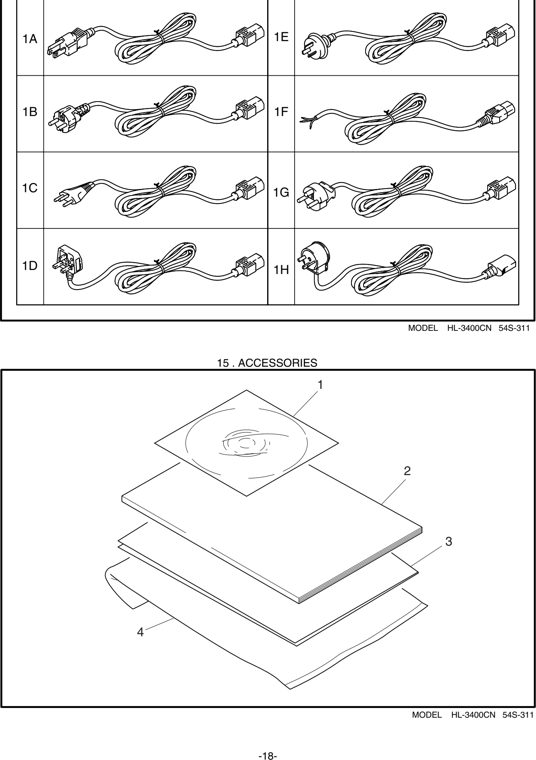 15. ACCESSORIES parts diagram - Brother HL-3400 Parts