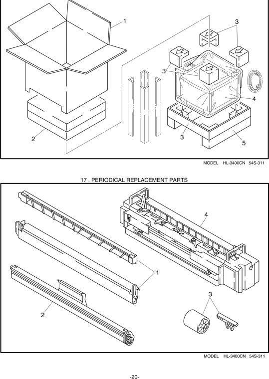 17. PERIODICAL REPLACEMENT PARTS parts diagram - Brother HL-3400 Parts