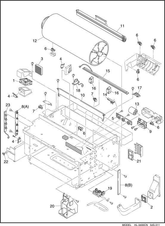 2. FRAME parts diagram - Brother HL-3400 Parts