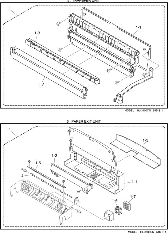 5. TRANSFER UNIT parts diagram - Brother HL-3400 Parts