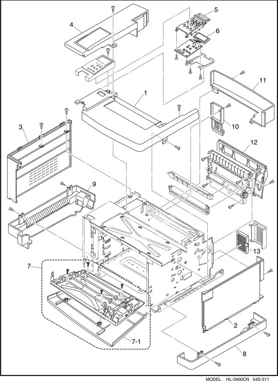 9. COVER parts diagram - Brother HL-3400 Parts