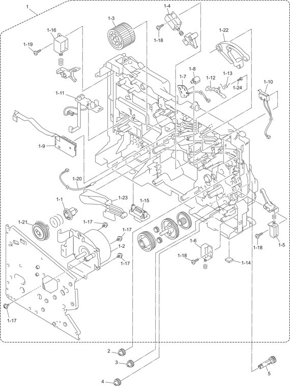 1. FRAME L & DRIVE UNIT parts diagram - Brother Parts for DCP-8080DN DCP-8085DN MFC-8480DN MFC-8680DN  MFC-8690DW MFC-8880DN MFC-8881DNHY MFC-8890DW