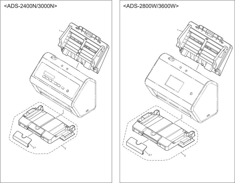 2. PAPER TRAY parts diagram - Brother ADS-2400N / ADS-2800W / ADS-3000N / ADS-3600W Document Scanner Parts