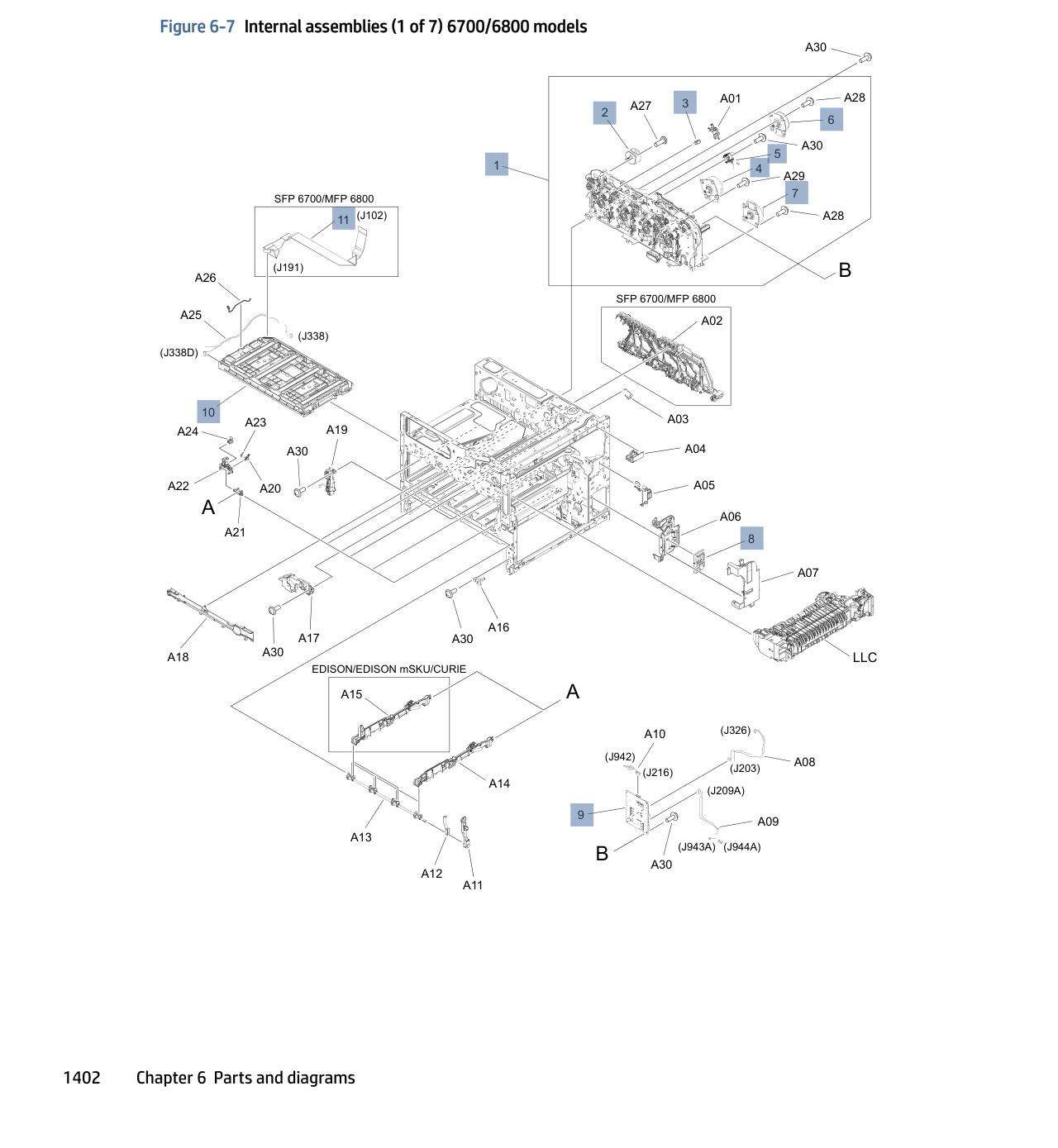 6-7 Internal assemblies (1 of 7) 6700/6800 models