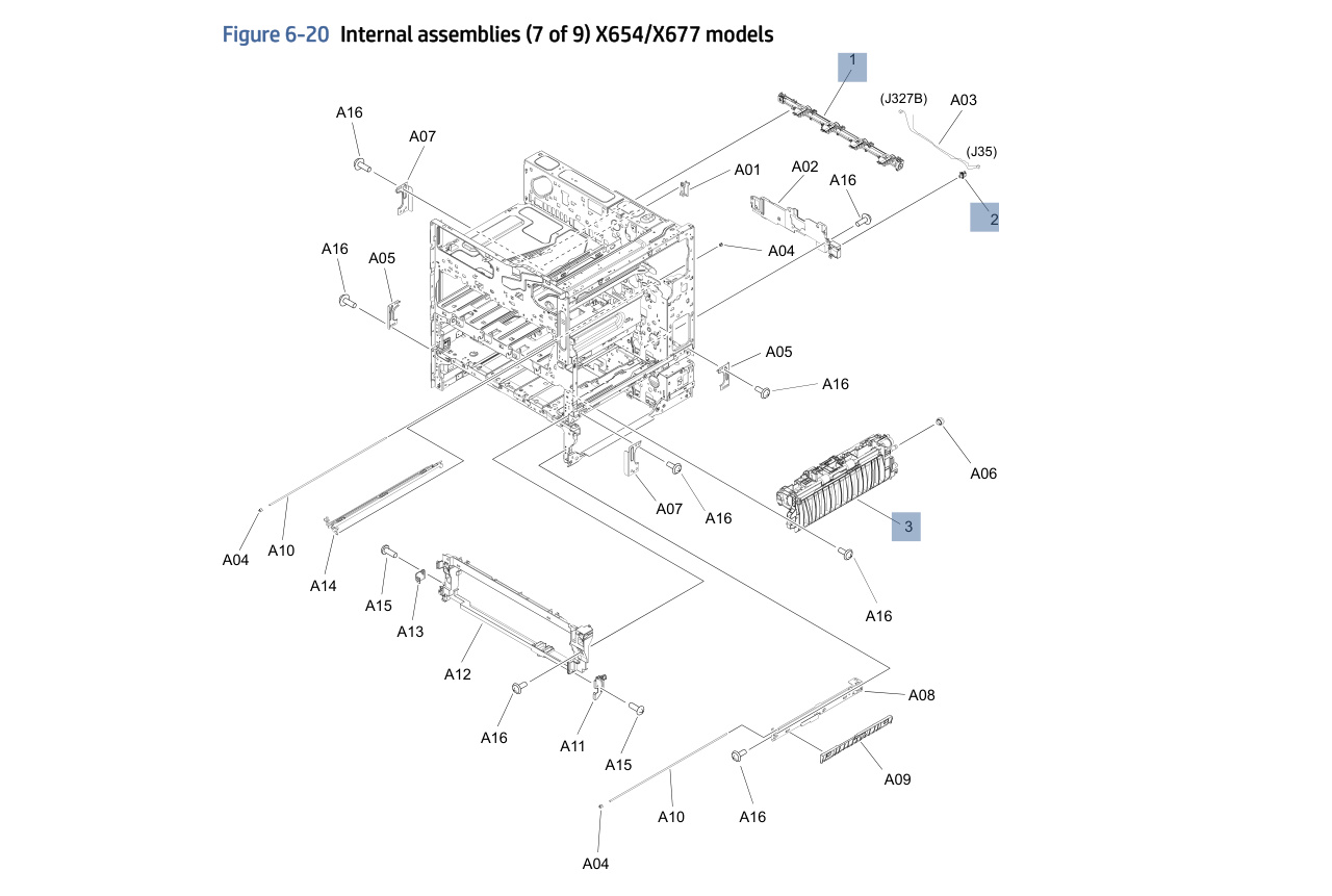6-20 Internal assemblies (7 of 9) X654/X677 models