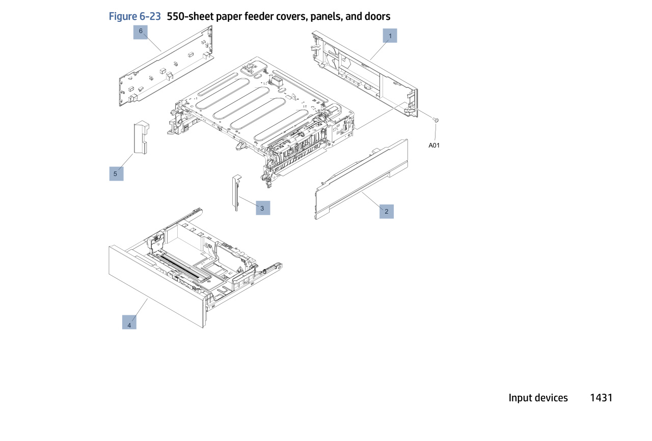 6-23 550-sheet paper feeder covers, panels, and doors