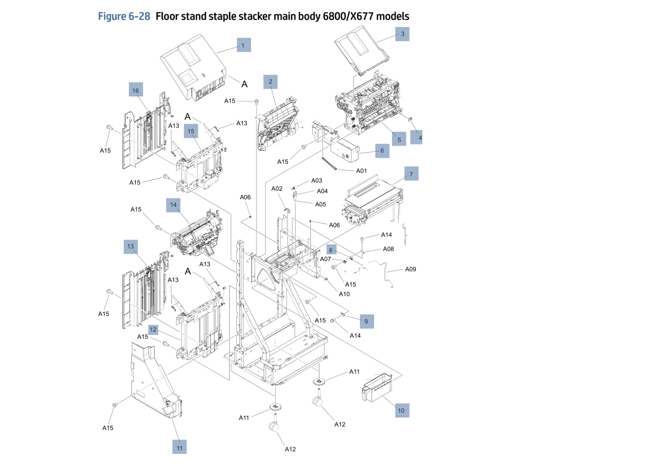 6-28 Floor stand staple stacker main body 6800/X677 models