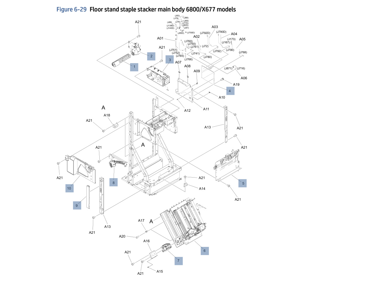 6-29 Floor stand staple stacker main body 6800/X677 models