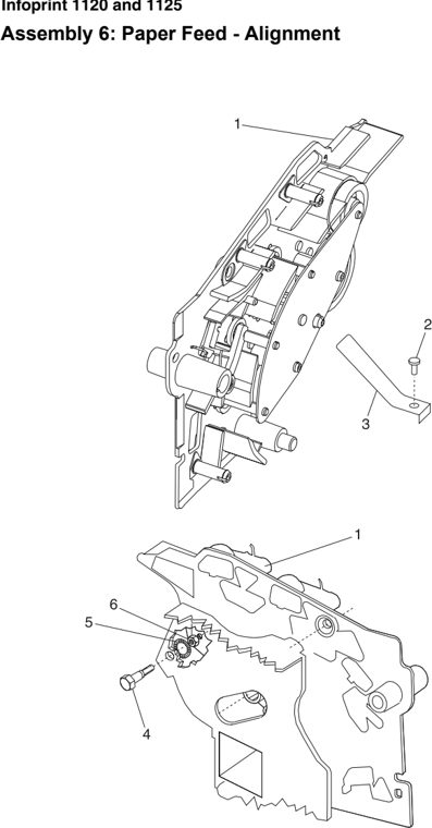 Assembly 6: Paper Feed - Alignment parts diagram - IBM Infoprint 1125 & 1125n (4525) Parts