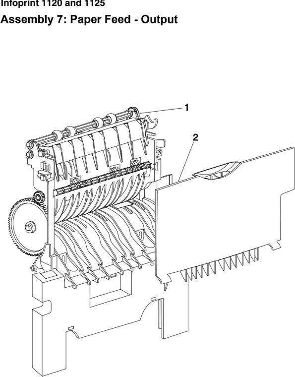 Assembly 7: Paper Feed - Output parts diagram - IBM Infoprint 1125 & 1125n (4525) Parts