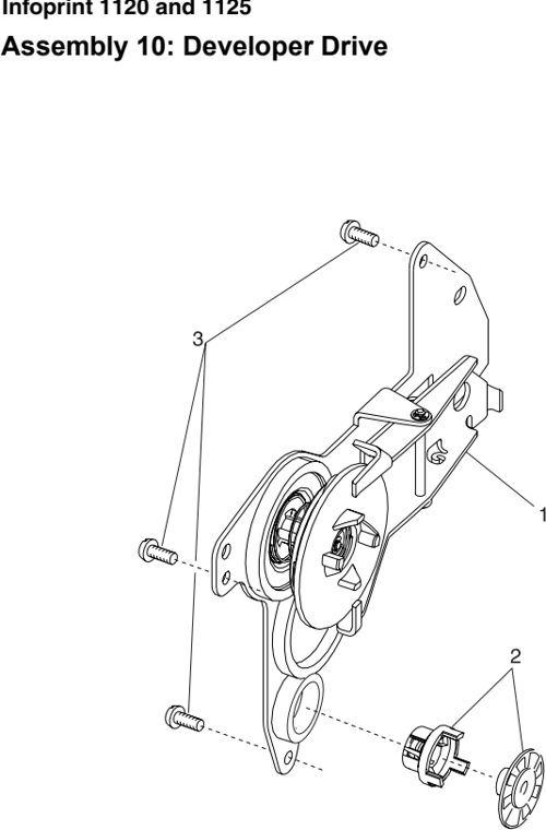 Assembly 10: Developer Drive parts diagram - IBM Infoprint 1125 & 1125n (4525) Parts