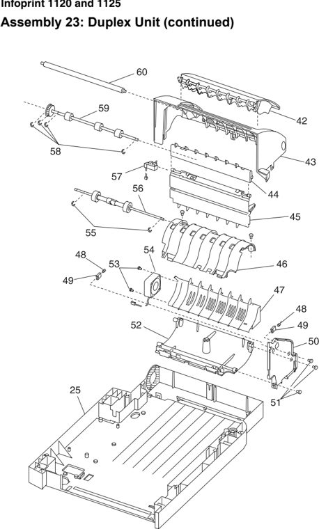 Assembly 23: Duplex Unit (continued) parts diagram - IBM Infoprint 1125 & 1125n (4525) Parts