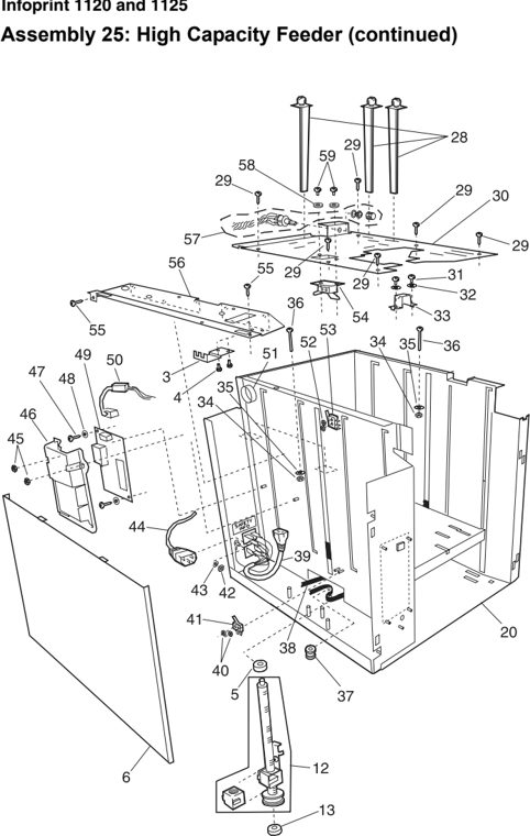 Assembly 25: High Capacity Feeder (continued) parts diagram - IBM Infoprint 1125 & 1125n (4525) Parts