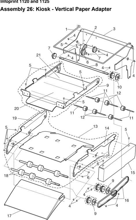 Assembly 26: Kiosk - Vertical Paper Adapter parts diagram - IBM Infoprint 1125 & 1125n (4525) Parts