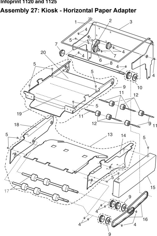 Assembly 27: Kiosk - Horizontal Paper Adapter parts diagram - IBM Infoprint 1125 & 1125n (4525) Parts