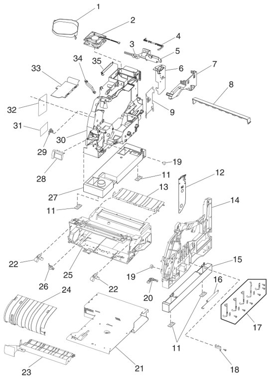 Assembly 2: Frame (continued) parts diagram - IBM Infoprint 1120 & 1120n (4520) Parts