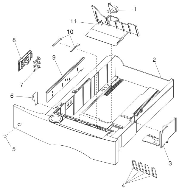 Assembly 8: Integrated Paper Tray - 500 Sheet parts diagram - IBM Infoprint 1120 & 1120n (4520) Parts
