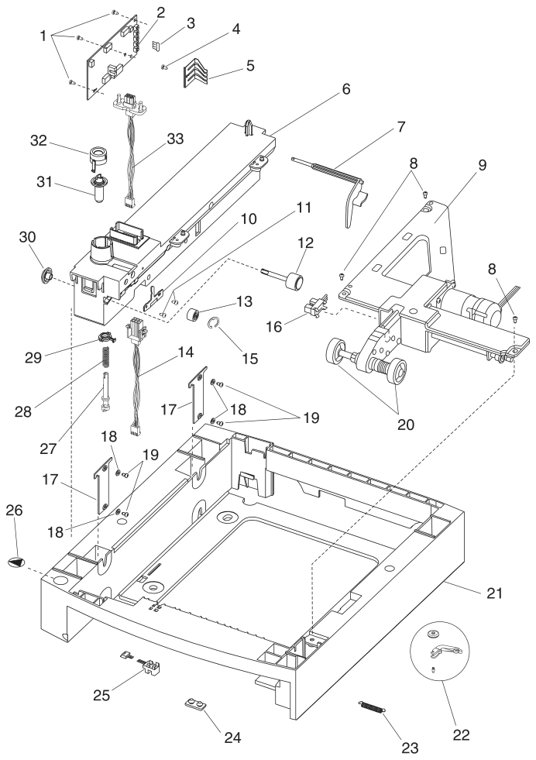 Assembly 20: 250-Sheet Tray parts diagram - IBM Infoprint 1120 & 1120n (4520) Parts