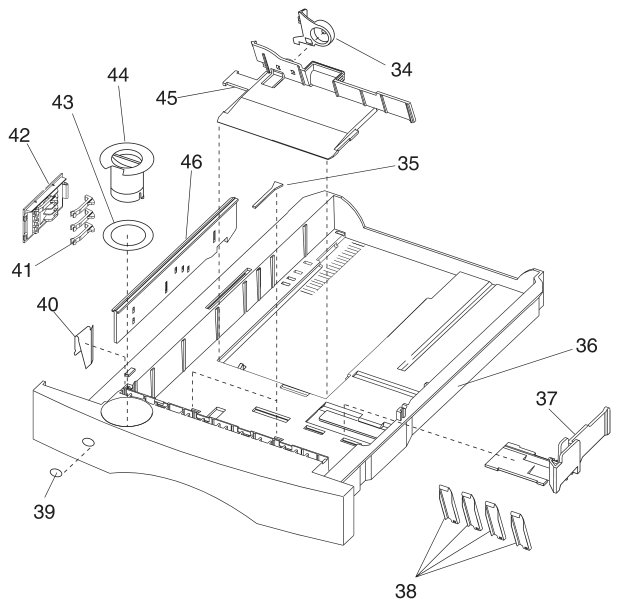 Assembly 20: 250-Sheet Tray (continued) parts diagram - IBM Infoprint 1120 & 1120n (4520) Parts