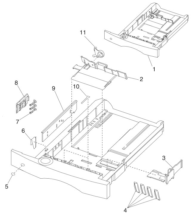 Assembly 21: Integrated Paper Tray - 250 Sheet parts diagram - IBM Infoprint 1120 & 1120n (4520) Parts
