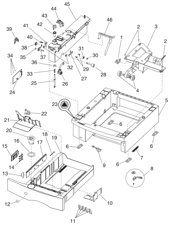 Assembly 22: 500-Sheet Tray parts diagram - IBM Infoprint 1120 & 1120n (4520) Parts