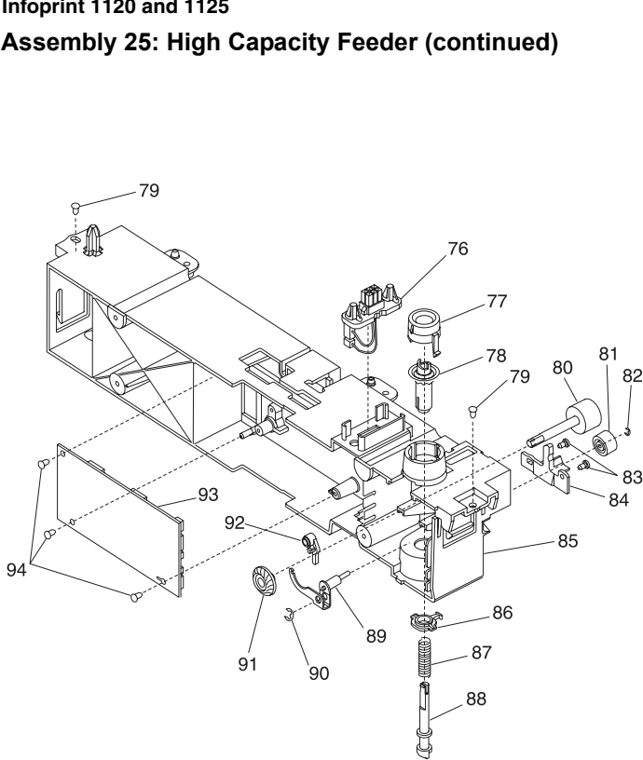 Assembly 25: High Capacity Feeder (continued) parts diagram - IBM Infoprint 1120 & 1120n (4520) Parts