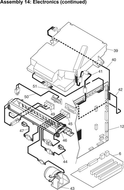 Assembly 14: Electronics (continued) parts diagram - IBM Infoprint 1130 & 1130n (4530) Parts