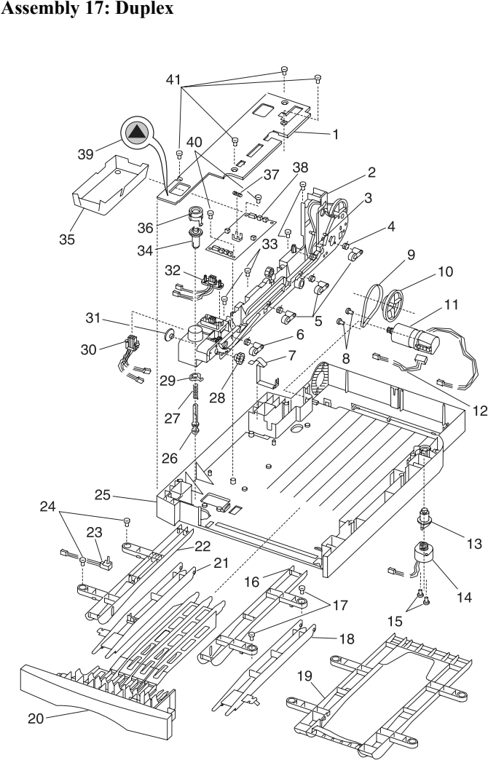 Assembly 17: Duplex parts diagram - IBM Infoprint 1130 & 1130n (4530) Parts