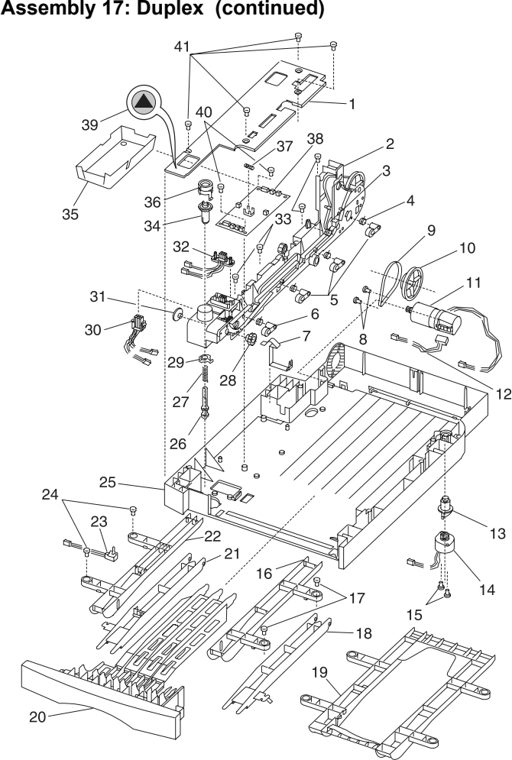 Assembly 17: Duplex (continued) parts diagram - IBM Infoprint 1130 & 1130n (4530) Parts