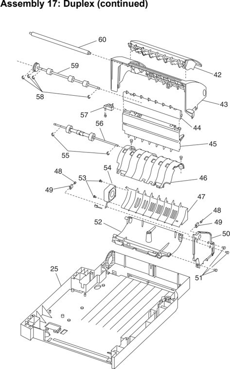 Assembly 17: Duplex (continued) parts diagram - IBM Infoprint 1130 & 1130n (4530) Parts